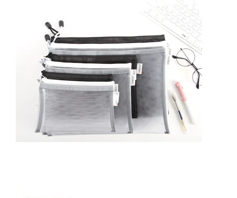 Bolsa de papel A4A5A6 para examen, bolsa de papel transparente con cremallera de malla para estudiantes, oficina, simple, de gran capacidad