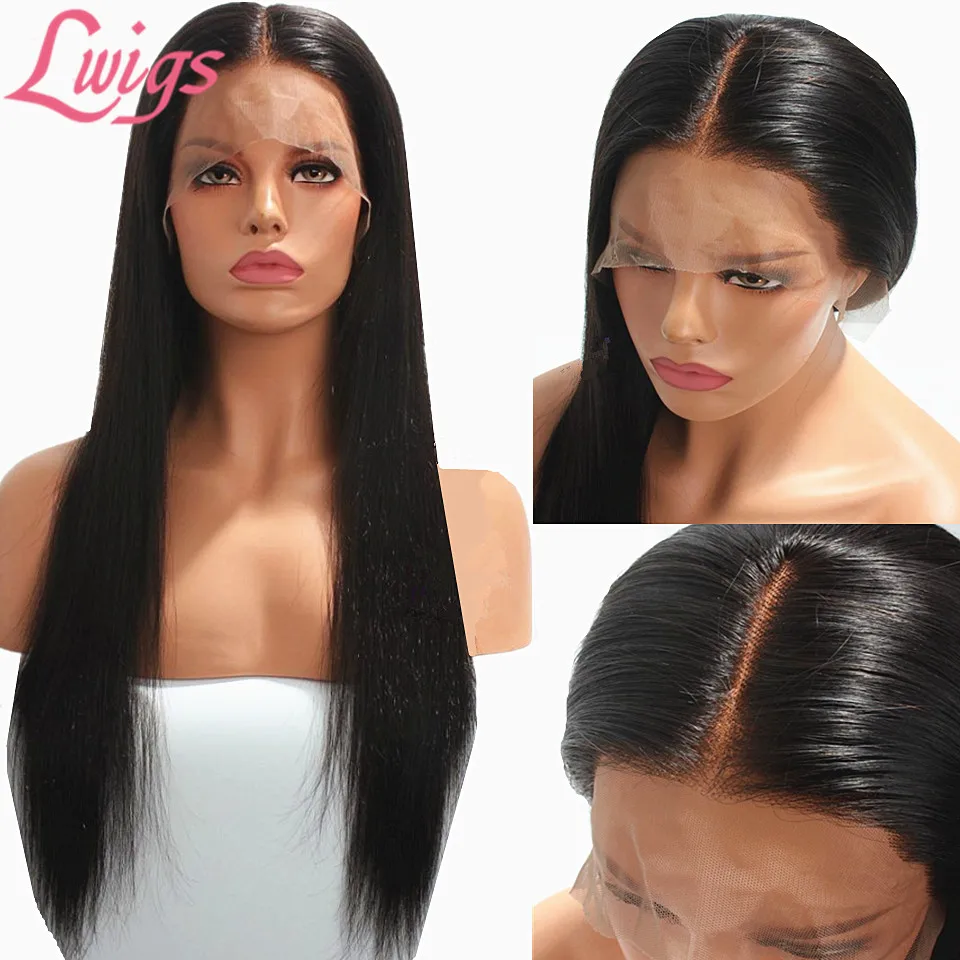 

Peruvian Straight Fake Scalp Lace Front Wig Preplucked Glueless Lace Front Human Hair Wigs 13X4 Lace Frontal Wig Bleach Knots