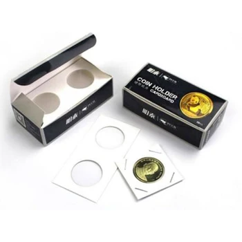 

100Pcs Cardboard Coin Protection Storage Display Holders Paper Clip 40mm 9.9x5cm