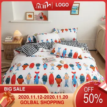 

Sanding Cute Four-Piece Cartoon Cotton Double Aloe Cotton Student Three-Piece Bed Sheet Quilt Cover Bedding