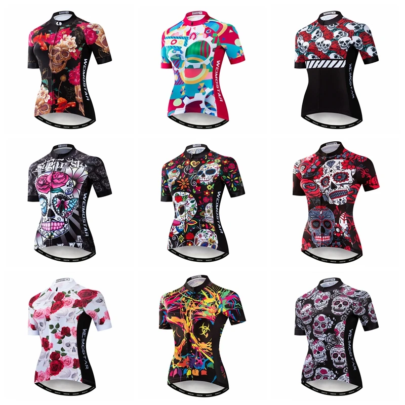 2020 New Summer Women's Cycling Jersey Skull Bicycle Clothing Maillot