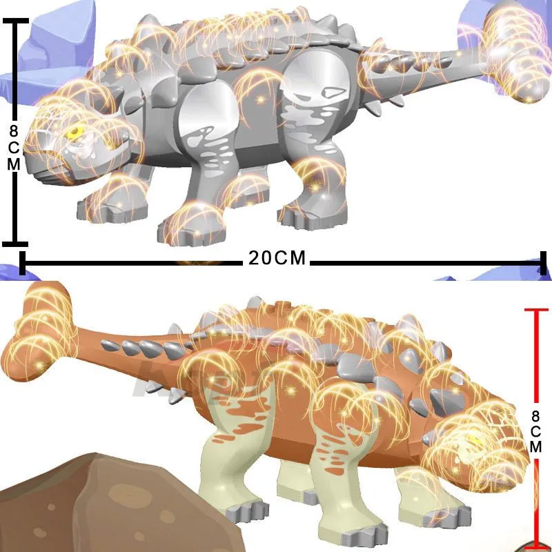 

Action Figures Building Blocks Silver Brown Ankylosaurus Deep Blue Fighting The Beaten Figures For Children Toys KF836 KF837