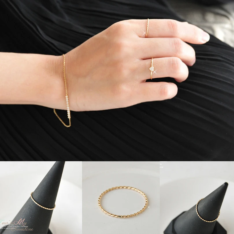 New Fashion Simple Twist Fine Screw Thread Opening Adjustable Ring for Women Party Jewelry Accessories Factory Gift |