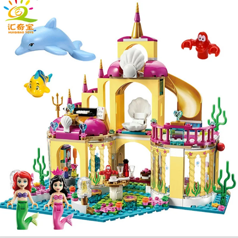 Princess Castle Building Block Bricks Mermaid Ariel Princess Elsa Anna Cinderella Belle Compatible Legoinglys Friends Girls 5