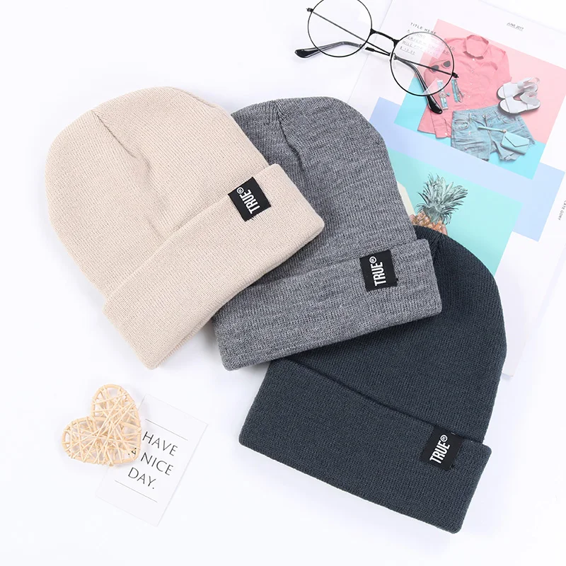 Letters true color casual squat caps men's and women's hats fashion knit winter hats solid color hip hop hat hat hat unisex cap