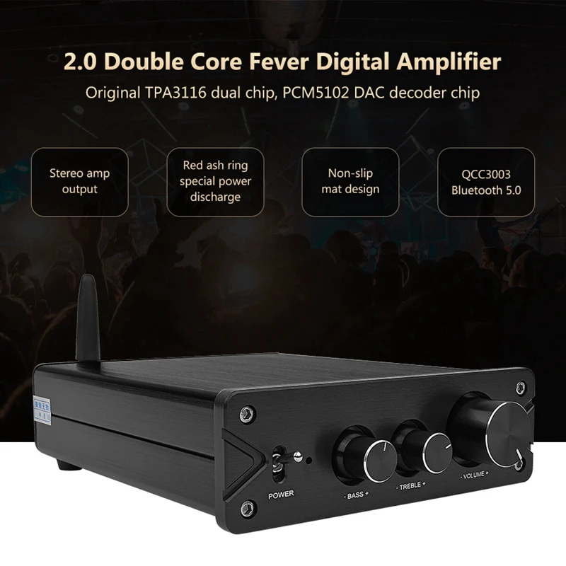 Ams-hifi Bluetooth 5,0 Tpa3116 2,0 стерео мощность аудио усилитель 100 Вт x2 Pcm5102A декодирование ЦАП для домашнего кинотеатра