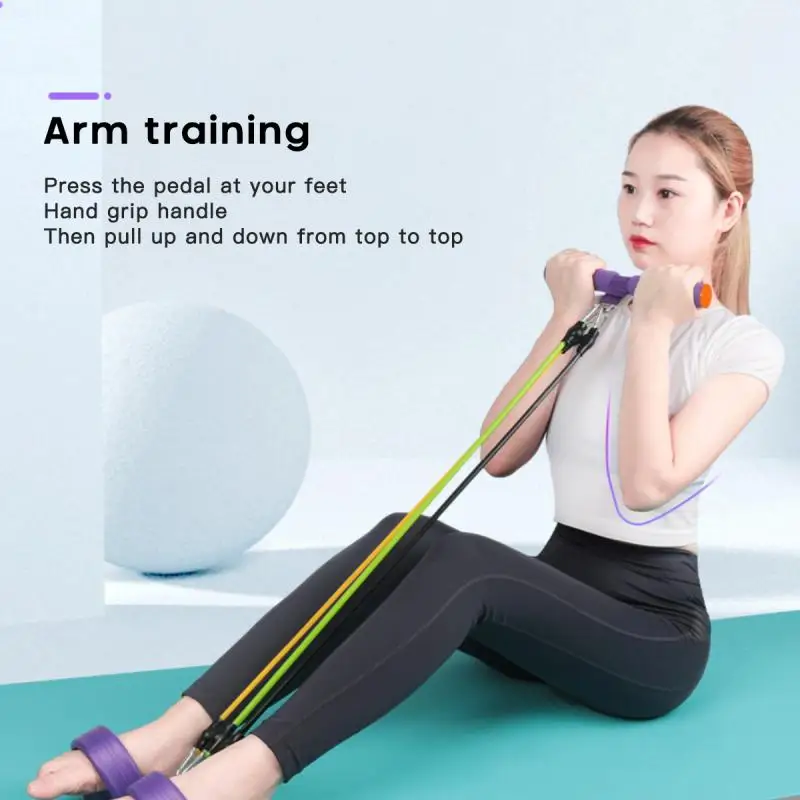 5 Tubes Resistance Bands Fitness Tension Rope Foot Elastic Pedal Exercise Pull Trainer Abdomen Training fitness resistance band fitness accessories