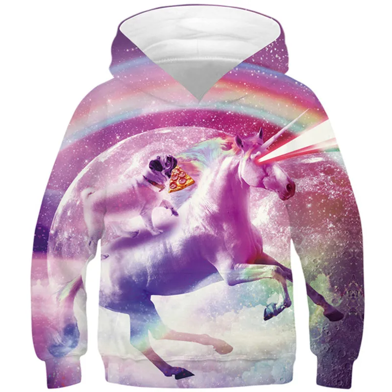 

Children Rainbow Colorful Galaxy Pug Dog Pizza Digital Print Boy/Girl Hoodies Printing Unicorn 3d Sweatshirt Kids Pullovers Tops