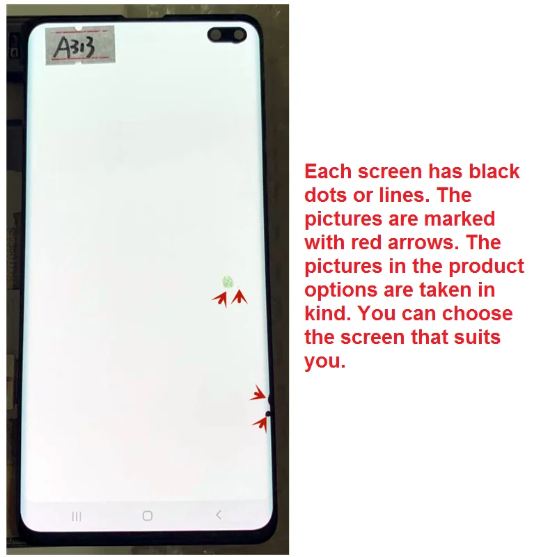 Оригинальный AMOLED с линейной или черной точкой для SAMSUNG Galaxy S10 + S10PLUS LCD G975F G975U