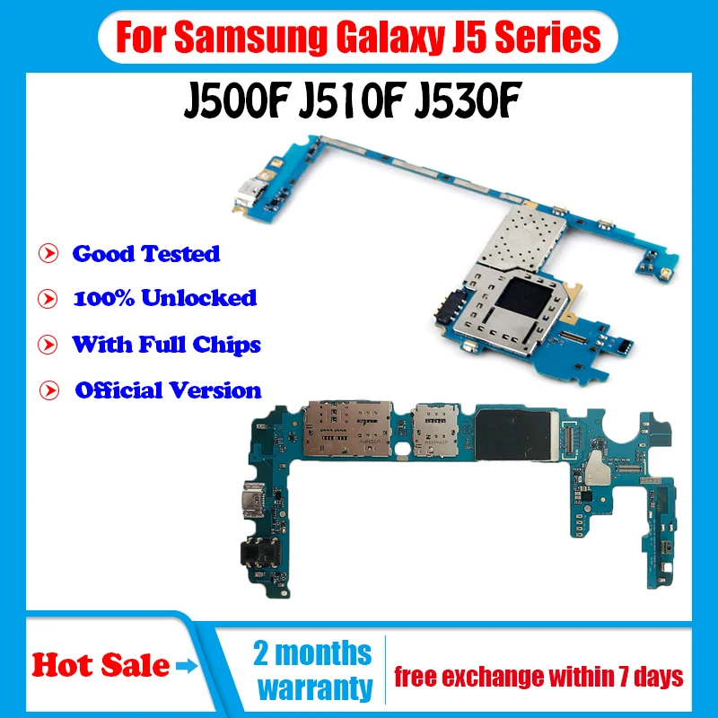 Материнская плата 100% разблокированная для Samsung Galaxy J5 J510F J500F J530F с чипами две SIM