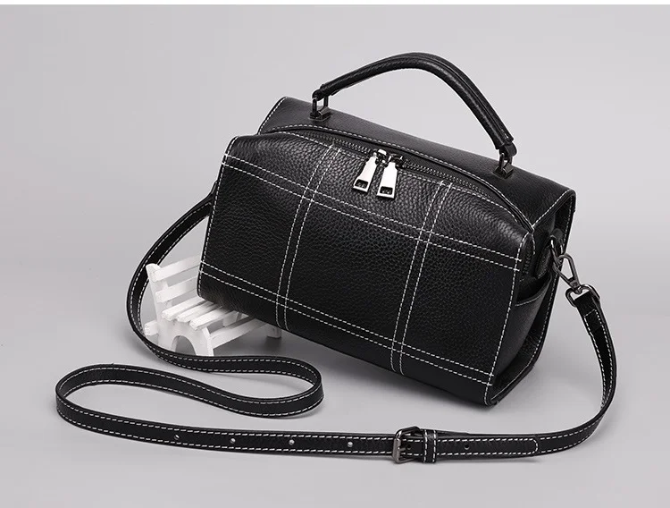 Boston Натуральная Воловья кожа маленькая и изысканная сумка женская маленькая сумка через плечо женская сумка на одно плечо ZH-317 - Цвет: Black