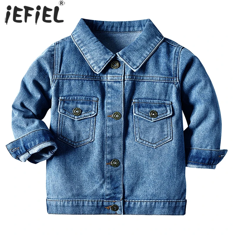 

Синие джинсовые куртки для мальчиков и девочек, детское джинсовое пальто, детская верхняя одежда, спортивная ковбойская Одежда для мальчиков на весну и осень