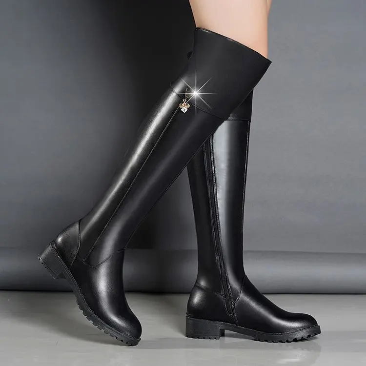 

Boots Women's over-the-Knee 2019 New Style Autumn & Winter Versitile Fashion Chunky-Heel Online Celebrity Slimming plus Velvet B