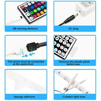 

LED Strip 12V Ribbon LED Light Strip RGB Tape SMD 3528 Key with RGB 5M Flexible 10M Remote Tape Controller Diode 44 Backlig N8Z9
