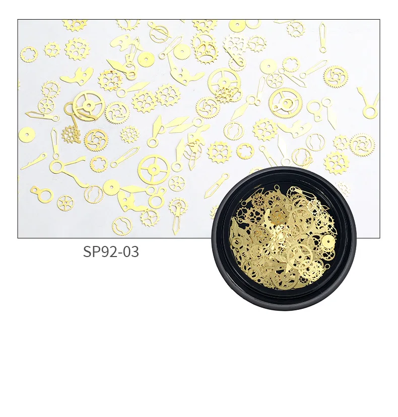 1 Box Steampunk Nail Art Mini Ultra-thin Alloy Gear Gold Silver Patch Mixed 3D Metal Rivets DIY Nail Art Decoration Accessories 1 Box Steampunk Nail Art Mini Ultra-thin Alloy Gear Gold Silver Patch Mixed 3D Metal Rivets DIY Nail Art Decoration Accessories