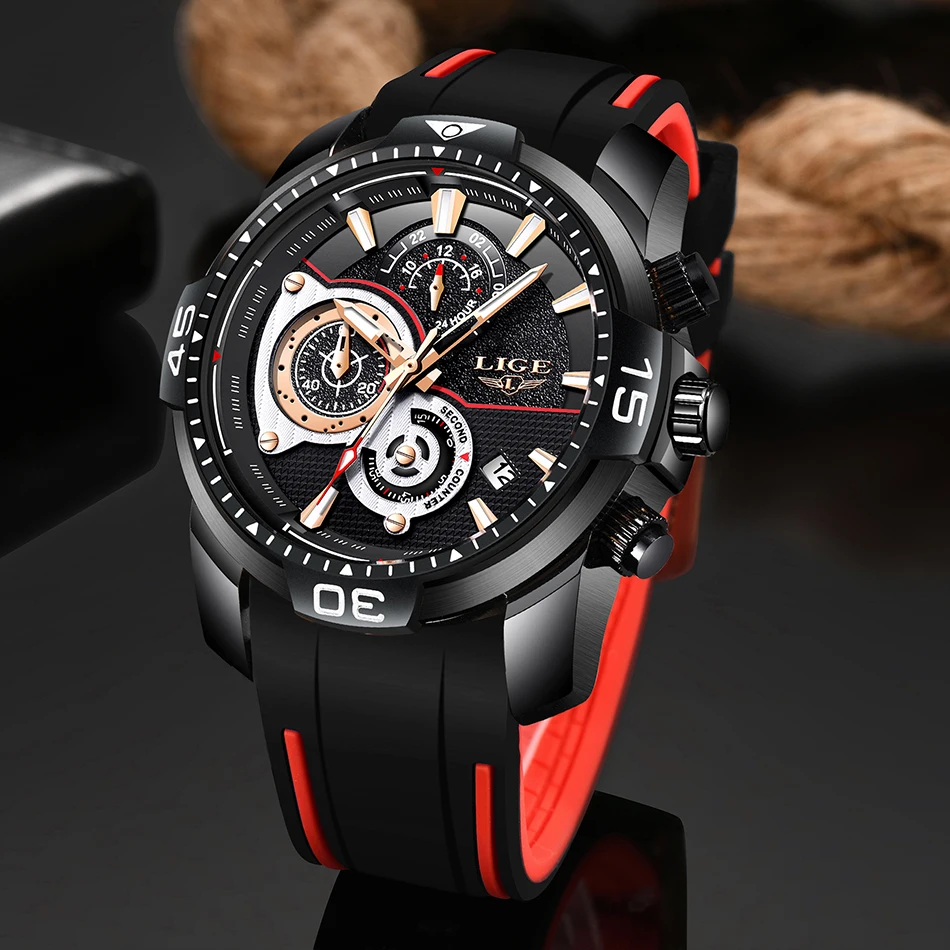 2022 LIGE Men Military Watches Luxury Creative Sport Watch Male Top brand Waterproof Quartz Watches Mens Clock Relogio Masculino