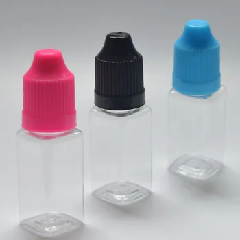 

5pcs PET 10ml Plastic Square Clear Bottle With Childproof Cap For Eye Dropper E Liquid Empty Hard Bottle
