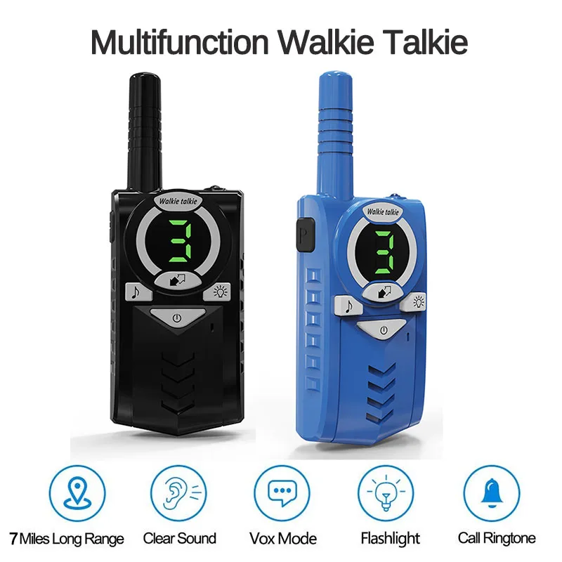 2 uds Walkie Talkie de juguete transmisor-receptor de Radio para niños 0,5 W 7km radio de dos vías con linterna comunicador regalo de cumpleaños para niños