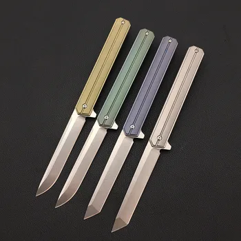 

Hot Tratical Folding Knife Titanium Handle D2 Blade EDC Camping Hunting Knives Survival Utility Tool