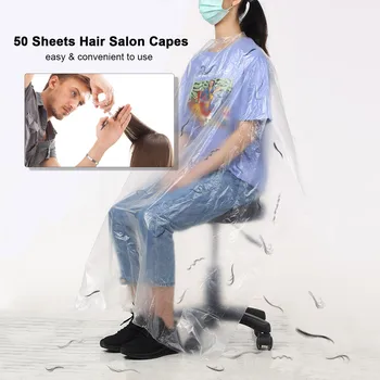 

50pcs Disposable Hair Salon Capes Waterproof Haircut Apron Salon Tool Barber Accessory Shampoo Cape for Hair Cutting Hair Dyeing
