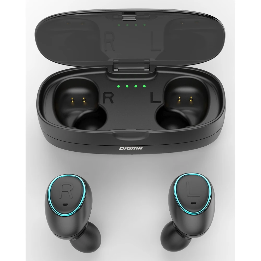 Гарнитура вкладыши Digma TWS-04 черный беспроводные bluetooth(кейс в компл