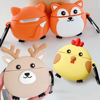 

For Airpods 1 2 3D Cute Cartoon Elk Deer Earpods Case for Apple Airpods 2 Kawaii Chick Rooster Fox Wireless Earphone Cover Box