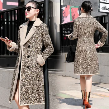 

Women's large size Haining leather women's long section Korean version plus velvet thickening fur one slim skinny leather jacket