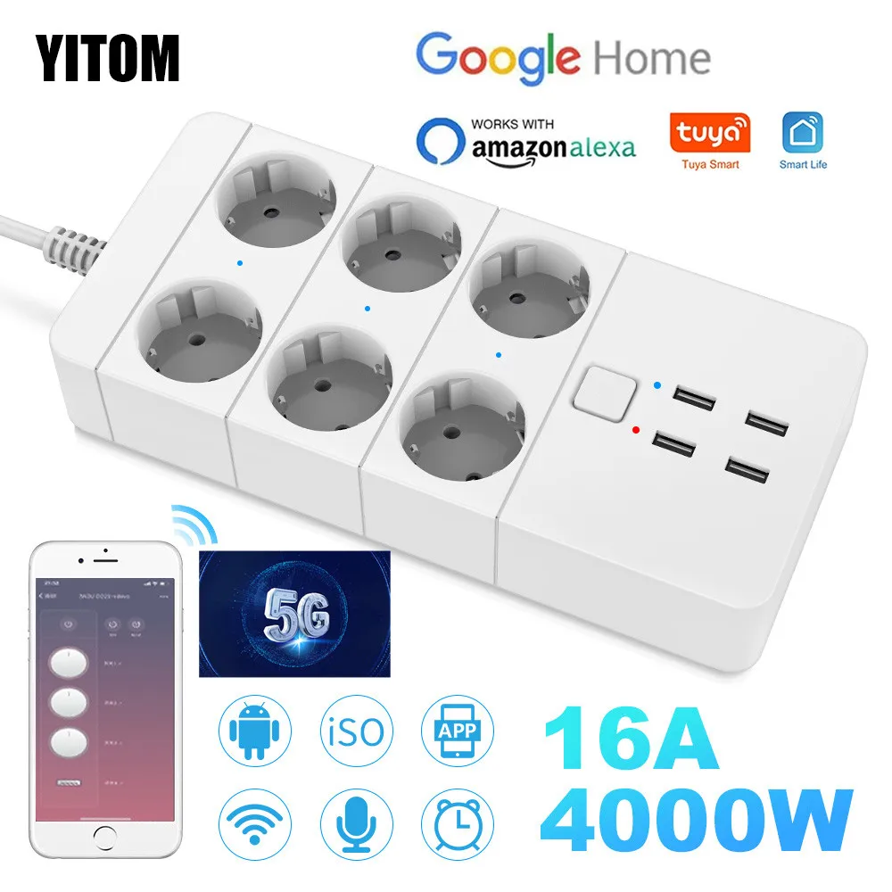 Интеллектуальная беспроводная (Wi-Fi) Мощность полосы 3/4/6 ЕС 4USB зарядки Порты и