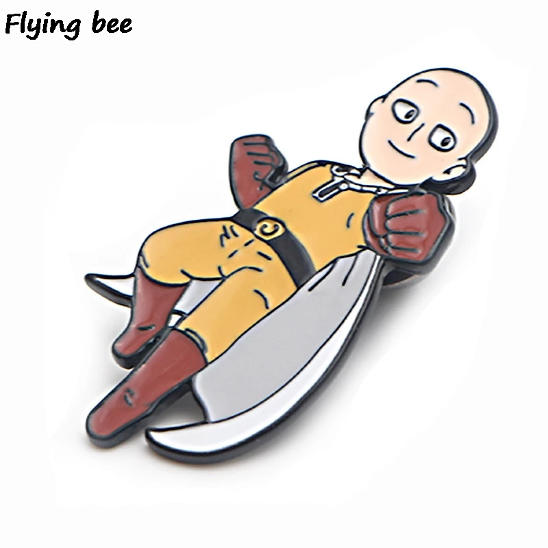 Flyingbee ONE PUNCH-MAN Модные броши брошь в стиле аниме и булавки эмалированные шпильки Нагрудный значок прищепки шапка булавка для женщин мужчин X0450