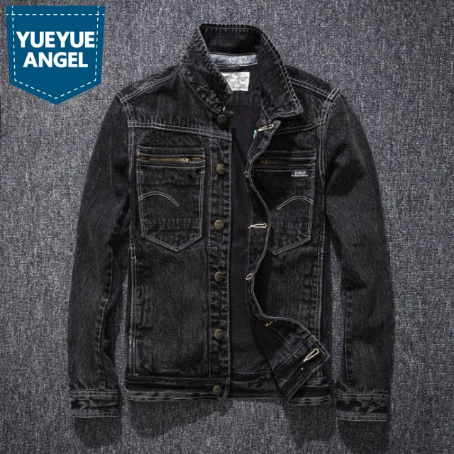 American Retro Denim Jacket Patch Embroidery Motorcycle Distressed Jeans  Coat Men High Street Workwear Zipper Stand Collar Top - AliExpress