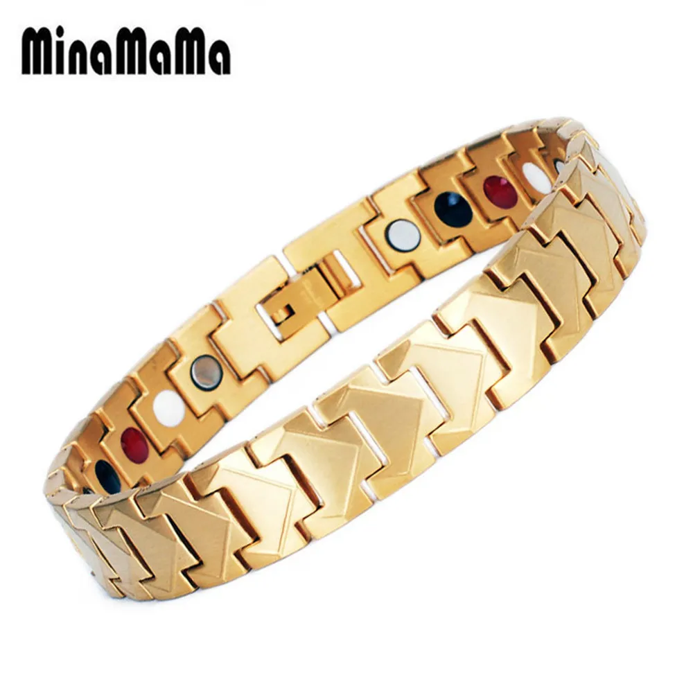 Модный Золотой магнитный браслет из нержавеющей стали германий, лечебные браслеты для мужчин, ювелирные украшения для здоровья