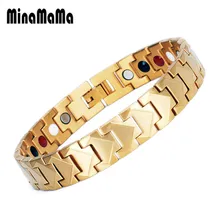 Модный Золотой магнитный браслет из нержавеющей стали германий, лечебные браслеты для мужчин, ювелирные украшения для здоровья