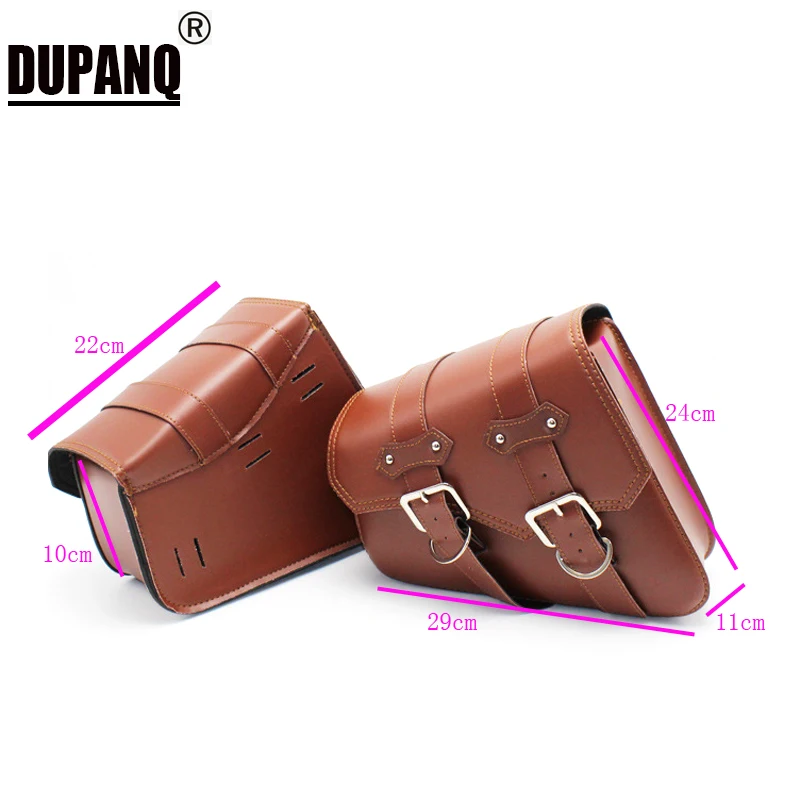 

DUPANQ XL883 XL1200 Motorcycle Saddle Bags For Harley Sportster XL 883 XL 1200 Pu Leather Side Tool Bag Luggage Brown Black