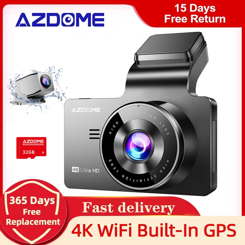 AZDOME M63 Lite 4K Dash Cam Front, 2160P Car Camera with Night Vision WDR,  3 Inch IPS Screen Dash Camera Built-in WiFi, G Sensor Loop Recording 24H