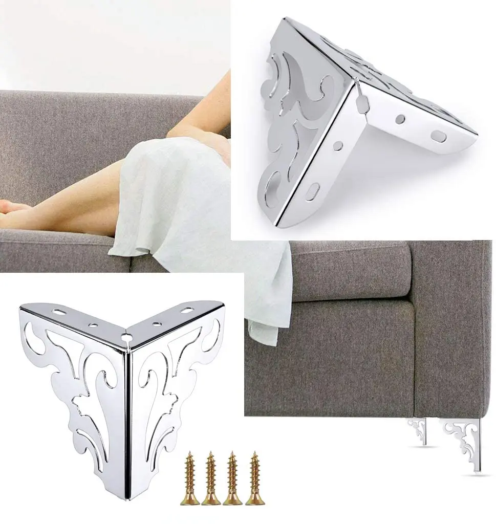 4pcs Metal Furniture Legs Feet, Pattern Hollow table legs，Modern Sofa Legs Bed Table Accessories Cabinet Replacement foot