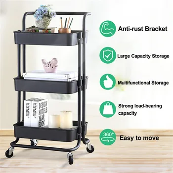 

3 Layers Bathroom Storage Rack Kitchen Narrow Cabinet Living Room Gap Shelf Home Furniture Movable Wheels Shelf RU/US
