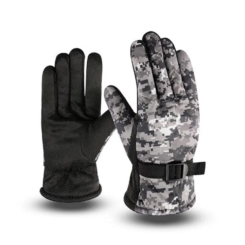 XEONGKVI корейские Нескользящие лыжные перчатки с добавлением плюша Модные осенние зимние теплые мотоциклетные мужские перчатки - Цвет: camouflage gray