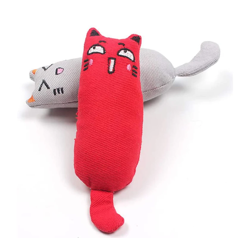 Catnip Toys Funny Interactive Plush Teeth Grinding Cat Toy Kitten Chewing Vocal Toy Claws Thumb Bite Cat Mint Pets Accessories