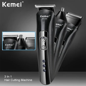 

KEMEI Hair Clippers Men Head Basic Barber Hair Trimmer Nose Beard Shaver Rechargeable hair clippers Men's trimmer