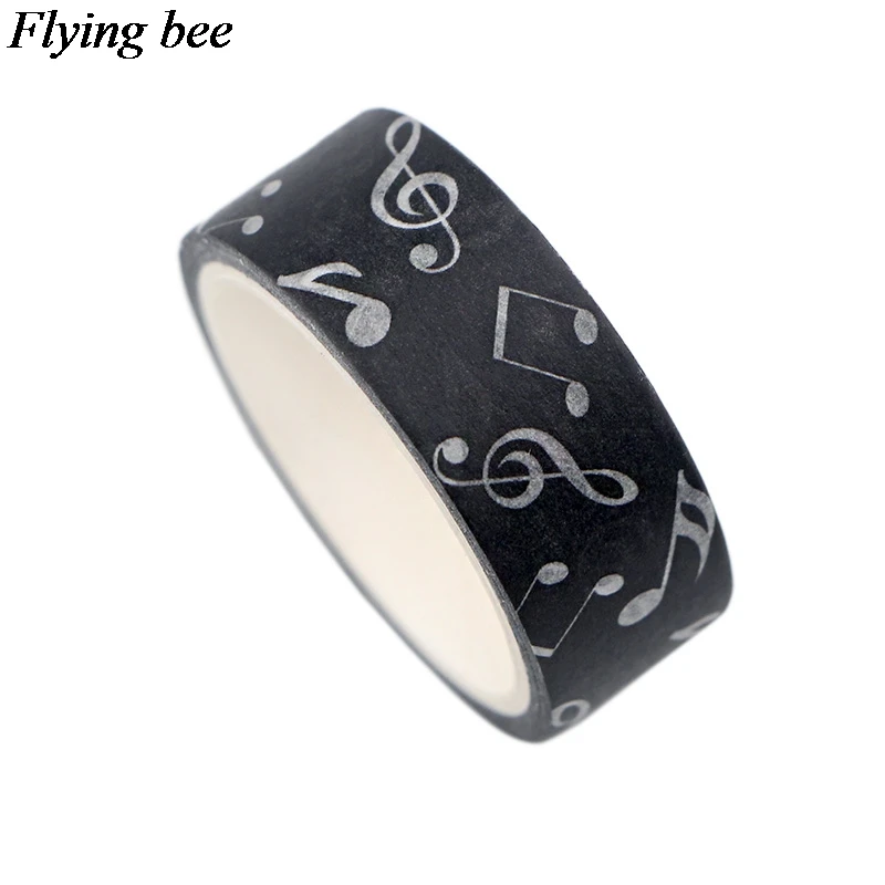 Flyingbee 15 мм X 5 м музыкальные заметки васи лента бумага DIY декоративная клейкая лента, Канцелярия Мода маскировки Ленточные принадлежности X0551