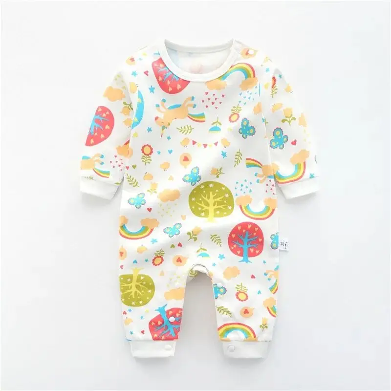 Детский комбинезон на осень и зиму, комбинезон с длинными рукавами для мальчиков и девочек, хлопковая повседневная одежда для новорожденных - Цвет: 2