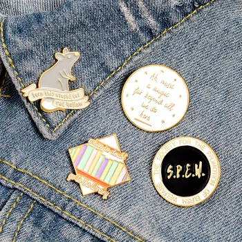 

Dumbledore Library Books Cartoon Lapel Pins Brooch Metal Badge Vintage Classics Jewelry Gifts Collection