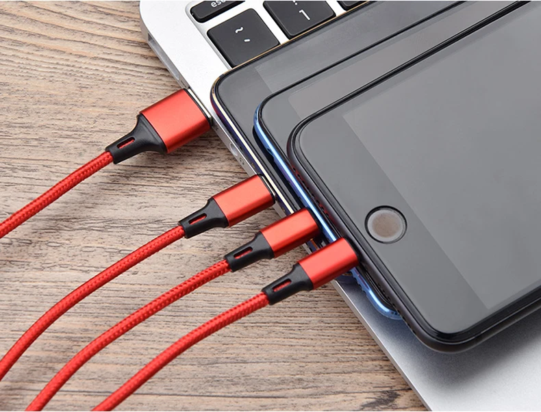 Usb-кабель для iPhone XS Max XR X 8 7 6 5 для зарядного устройства Xiaomi samsung 3 в 1 Micro USB type C зарядное устройство с интерфейсом Lightning шнур - Цвет: Color 1