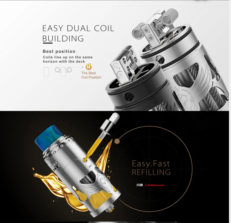 Горячая Vapefly брунхильд Топ намотка RTA 8 мл/2 мл с двойной катушкой здания Vape танк электронная сигарета распылитель