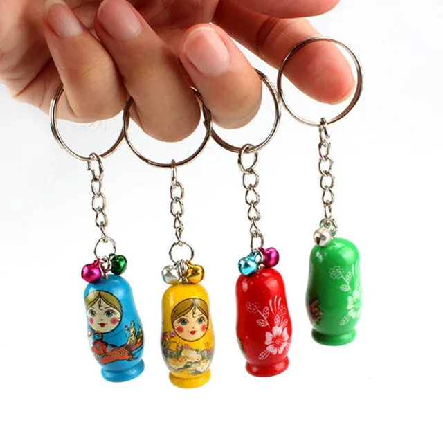 Gran Oferta De 12Pcs/Set Russian Nesting Dolls Key Ring Babushka Matryoshka Figurines Kids Children Toys Birthday Gift Keychains 3