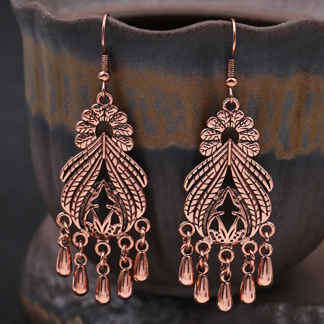 Exknl Fashion Vintage Drop Earrings For Women Alloy Crystal Ethnic Beads Boho Flower Earrings Colorful Dangle Earrings Jewelry 1586 xiangbin