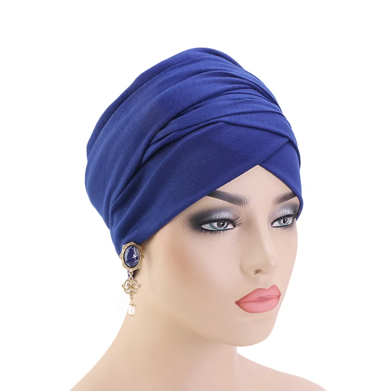 Длинный хвост головной убор женский хлопковый головной убор шапки длинный платок головной убор тюрбан Soild основа волос африканские женские аксессуары для волос