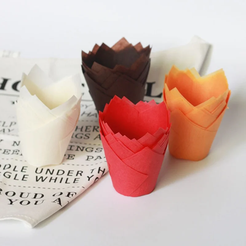 

200PCS Oil Proof Heat Resistant Cake Paper Cup Household Tulip Cake Paper Cup DIY Baking Tool