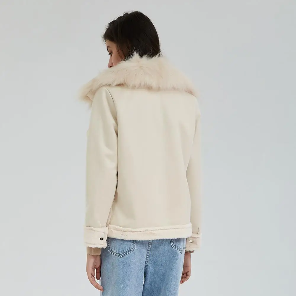 Wixra, новинка, зимняя замшевая кожаная куртка, Женская куртка из овечьей шерсти, толстая овечья шерсть, теплая шерстяная короткая мотоциклетная куртка