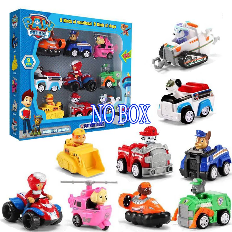 

9pcs SPIN MASTER Toy Car Set Juguete Ryder Marshall Rubble Cartoon ABS Action Figures Model Car Kids Toys for Children Gifts